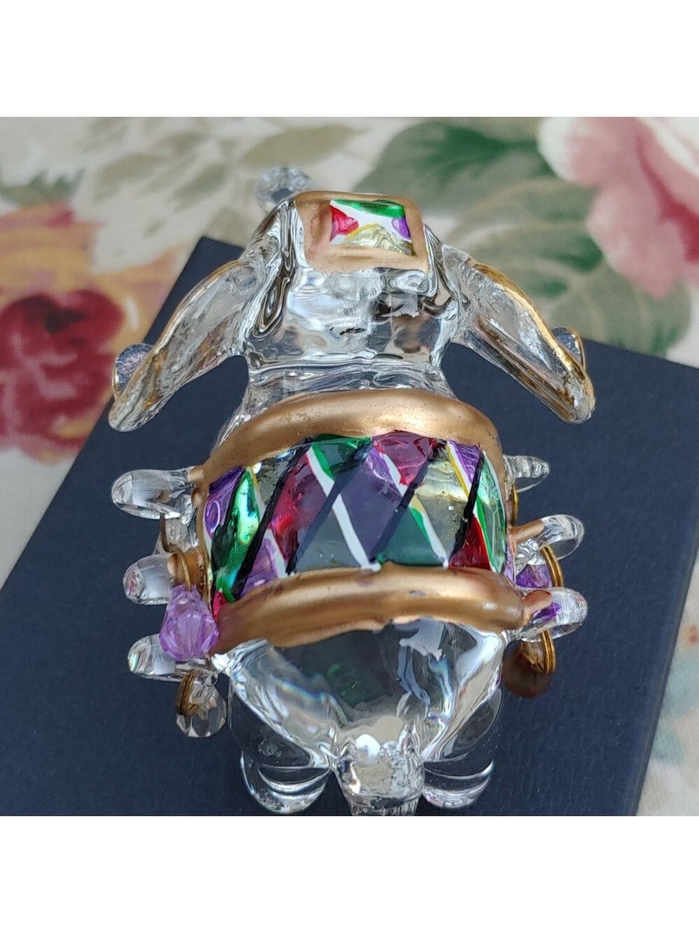Crystal Elephant Figurine with Gold Tone Accents 4"x2"x2" - Picture 13 of 17